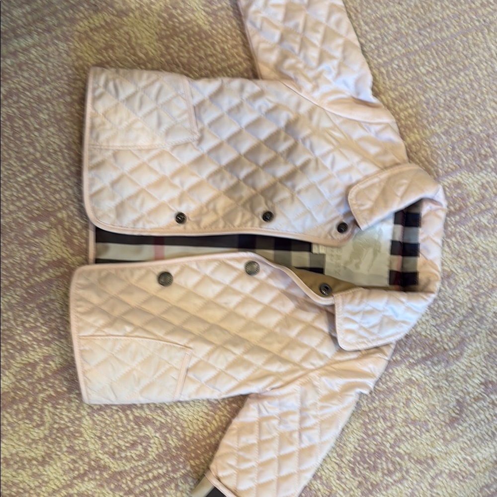 Burberry Beige and Red Plaid Lined Jacket